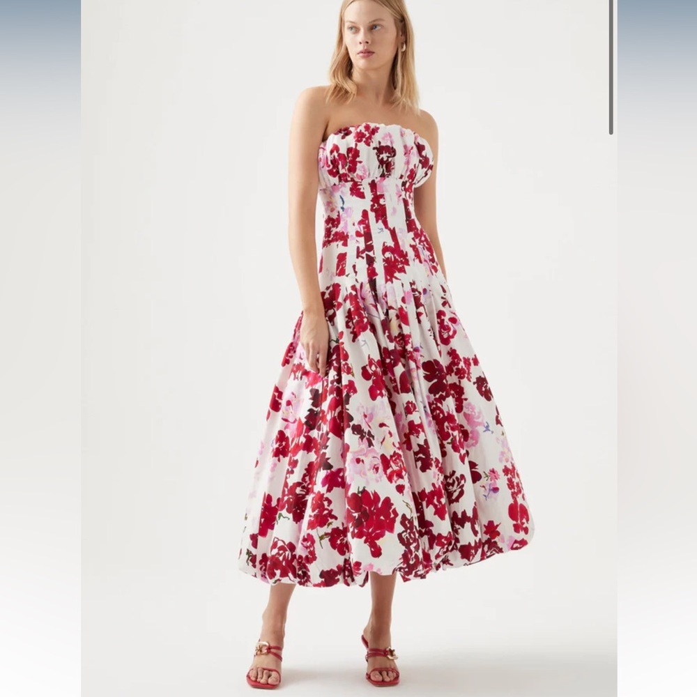 Aje Mathilde Bubble Hem Midi Dress NWT